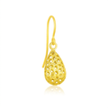 14k Yellow Gold Teardrop Drop Earrings with Honeycomb Texture by Avera Group