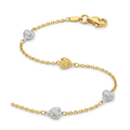 14k Two-Toned Yellow and White Gold Anklet with Textured Hearts by Avera Group