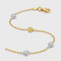 14k Two-Toned Yellow and White Gold Anklet with Textured Hearts by Avera Group