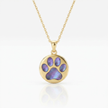 14k Yellow Gold Necklace with Dog Paw Print Symbol in Mother of Pearl by Avera Group