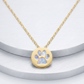 14k Yellow Gold Necklace with Dog Paw Print Symbol in Mother of Pearl by Avera Group