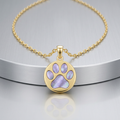 14k Yellow Gold Necklace with Dog Paw Print Symbol in Mother of Pearl by Avera Group