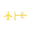 14K Yellow Gold Airplane Earrings by Avera Group