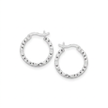 Sterling Silver Faceted Design Hoop Earrings with Rhodium Plating by Avera Group