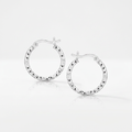 Sterling Silver Faceted Design Hoop Earrings with Rhodium Plating by Avera Group