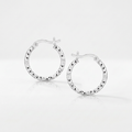 Sterling Silver Faceted Design Hoop Earrings with Rhodium Plating by Avera Group
