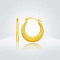 14k Yellow Gold Graduated Round Textured Hoop Earrings by Avera Group