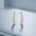 14k Yellow Gold Graduated Circles Climber Post Earrings with Cubic Zirconias by Avera Group