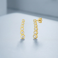 14k Yellow Gold Graduated Circles Climber Post Earrings with Cubic Zirconias by Avera Group