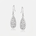 Sterling Silver Teardrop Filigree Style Drop Earrings by Avera Group