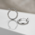 10k White Gold Polished Hoop Earrings (15 mm) by Avera Group