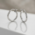 10k White Gold Polished Hoop Earrings (15 mm) by Avera Group