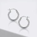 10k White Gold Polished Hoop Earrings (15 mm) by Avera Group
