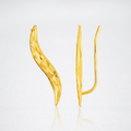 Textured Leaf Climber Earrings in 14k Yellow Gold by Avera Group