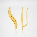 Textured Leaf Climber Earrings in 14k Yellow Gold by Avera Group