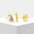 14k Yellow Gold Enameled Unicorn Childrens Earrings by Avera Group