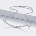 Sterling Silver Curved Bar Necklace with Cubic Zirconias by Avera Group