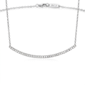 Sterling Silver Curved Bar Necklace with Cubic Zirconias by Avera Group