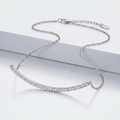 Sterling Silver Curved Bar Necklace with Cubic Zirconias by Avera Group