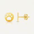 14k Yellow Gold Post Earrings with Paw Prints by Avera Group