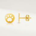 14k Yellow Gold Post Earrings with Paw Prints by Avera Group