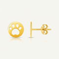 14k Yellow Gold Post Earrings with Paw Prints by Avera Group