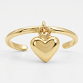 14k Yellow Gold Cuff Puffed Heart Toe Ring by Avera Group