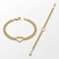 14k Yellow Gold 7 inch Curb Chain Bracelet with Heart by Avera Group