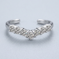 Sterling Silver Rhodium Finished V Shape Toe Ring with Cubic Zirconia Accents by Avera Group