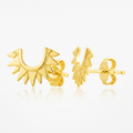 14k Yellow Gold Half Sunburst Post Earrings by Avera Group