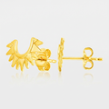 14k Yellow Gold Half Sunburst Post Earrings by Avera Group