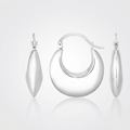 Sterling Silver Polished Puffed Hoop Earrings by Avera Group