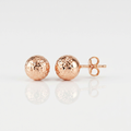 14 k Rose Gold Ball Earrings with Crystal Cut Texture by Avera Group