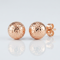 14 k Rose Gold Ball Earrings with Crystal Cut Texture by Avera Group