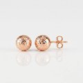 14 k Rose Gold Ball Earrings with Crystal Cut Texture by Avera Group