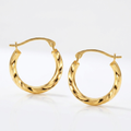 10k Yellow Gold Hoop Earrings in Textured Polished Style (5/8 inch Diameter) by Avera Group