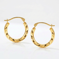 10k Yellow Gold Hoop Earrings in Textured Polished Style (5/8 inch Diameter) by Avera Group