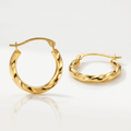 10k Yellow Gold Hoop Earrings in Textured Polished Style (5/8 inch Diameter) by Avera Group