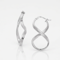 14k White Gold Twist Motif Polished Hoop Earrings by Avera Group