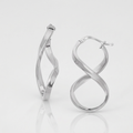 14k White Gold Twist Motif Polished Hoop Earrings by Avera Group
