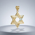 14k Yellow Gold Textured Star of David Pendant by Avera Group