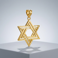14k Yellow Gold Textured Star of David Pendant by Avera Group
