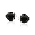 14k White Gold Stud Earrings with Black 4mm Cubic Zirconia by Avera Group