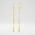Textured Bar Long Drop Earrings in 14k Yellow Gold by Avera Group