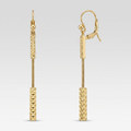 Textured Bar Long Drop Earrings in 14k Yellow Gold by Avera Group