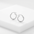 Sterling Silver Polished Hoop Style Earrings with Rhodium Plating (15mm) by Avera Group