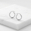 Sterling Silver Polished Hoop Style Earrings with Rhodium Plating (15mm) by Avera Group