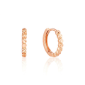 14k Rose Gold Petite Textured Round Hoop Earrings by Avera Group
