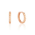 14k Rose Gold Petite Textured Round Hoop Earrings by Avera Group