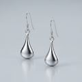 Sterling Silver Long Teardrop Shape Puff Drop Earrings by Avera Group